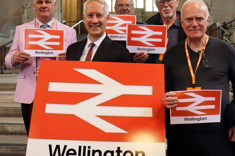 L-R Wellington Town Cllr Marcus Barr, MP Gideon Amos, Cllr Keith Wheatley, Cllr Steve Mercer, and Cllr Mark Lithgow